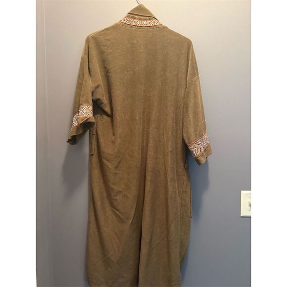 Pierre Cardin Men's Brown Embroidered Robe One Size Lightweight Tie Closure - Picture 7 of 9
